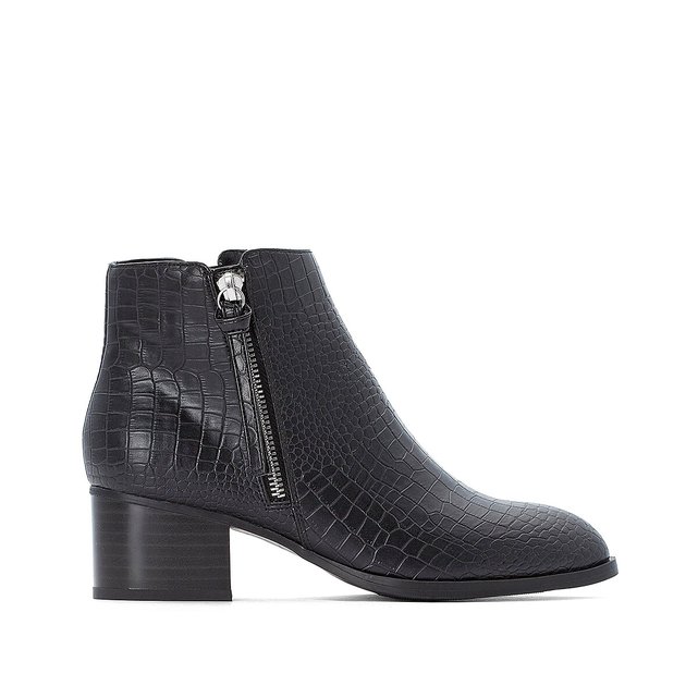 Mock croc ankle boots with side zip and 