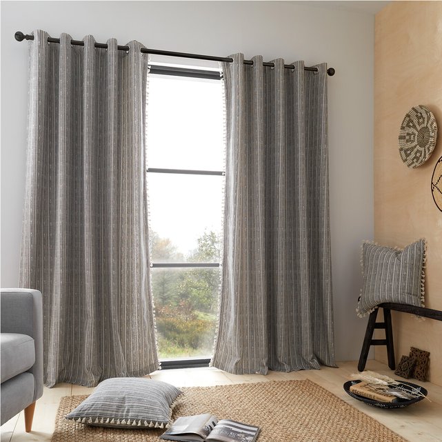 Adana Woven 46x54 Inch Eyelet Curtains, Pineapple Curtain Pole