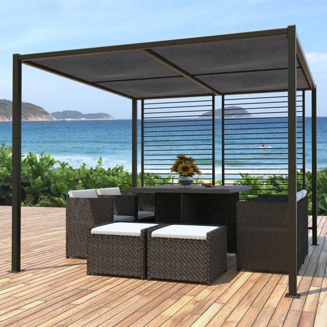 Pergola 4 Toiles Coulissantes 3x3m Gris Concept Usine La Redoute