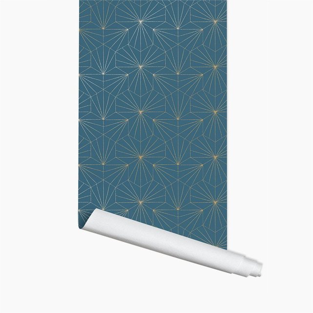 Papier peint tiles bleu doré 10m bleu Papermint | La Redoute