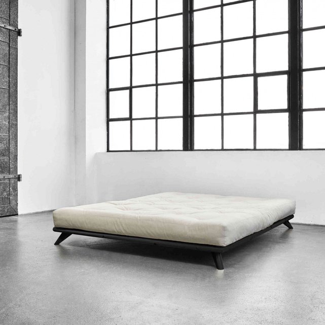 Lit Futon Senza Avec Matelas Futon Ecru Noir Terre De Nuit La