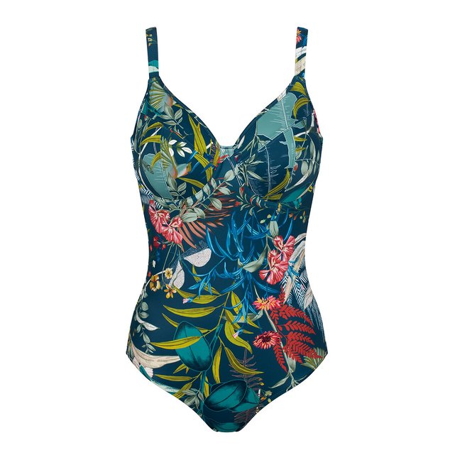 Botanical leaf swimsuit , print/blue background, Triumph | La Redoute