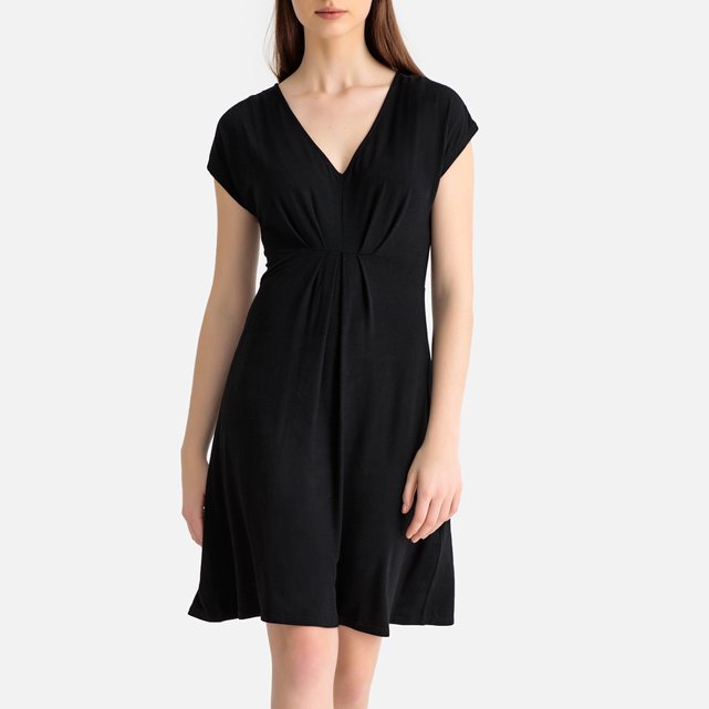 Wonderbaar Korte wijd uitlopende jurk, korte mouwen zwart La Redoute HH-43