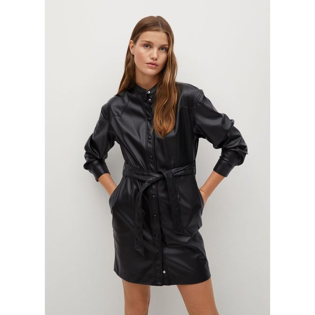 Robe chemisier simili cuir clearance