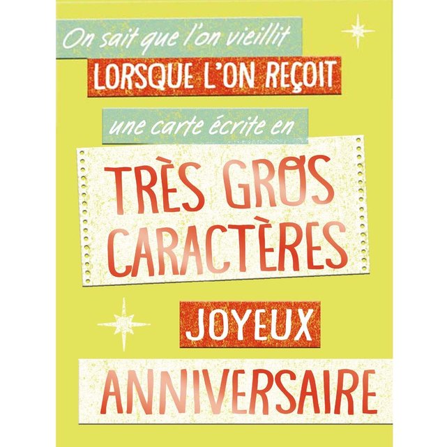 Grande Carte Anniversaire Message Humoristique Vert Clair Draeger Paris La Redoute