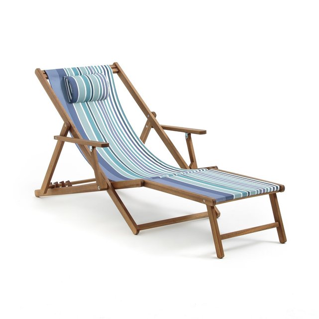 Chaise longue acacia et toile, amezza rayé bleu La Redoute ... Chaise longue acacia et toile, amezza rayé bleu La Redoute ...