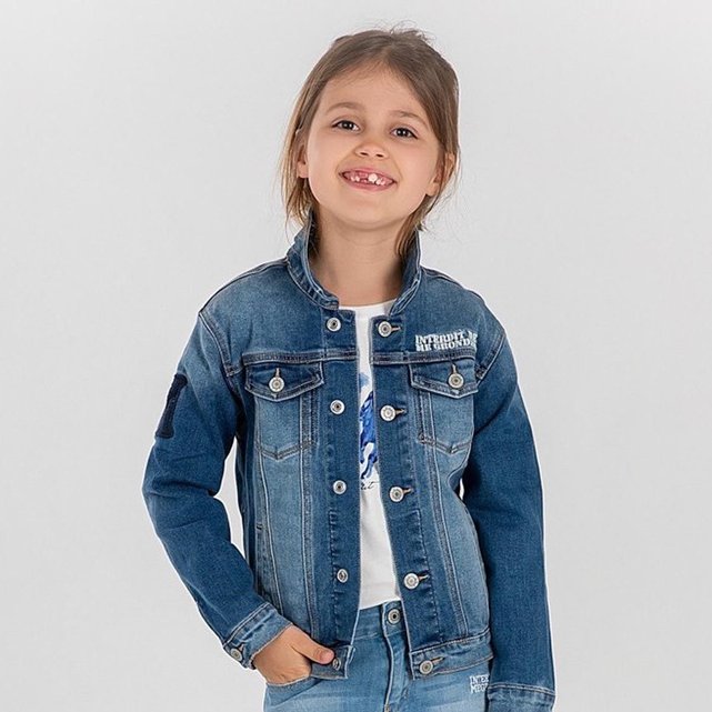 Veste en jean s rigraphi e heritage  bleu Interdit De Me 