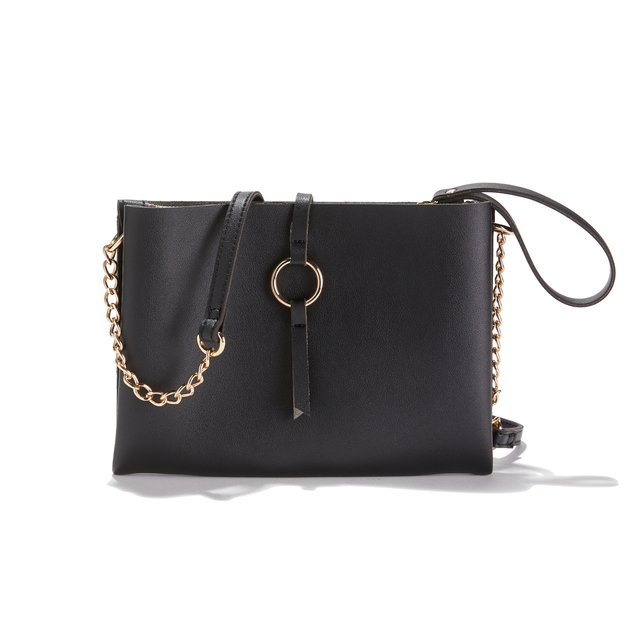 Twin Compartment Faux Leather Shoulder Bag