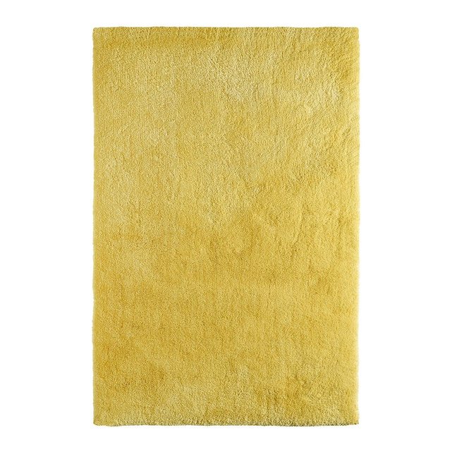  Tapis  shaggy  uni en polyester jaune  waffle jaune  Deladeco 