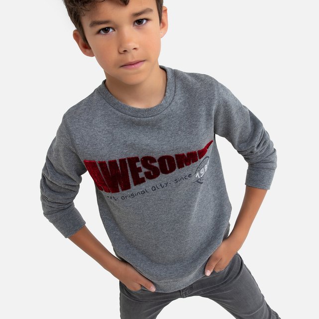 Sweat de gola redonda, motivo em relevo à frente, 3-12 anos  LA REDOUTE COLLECTIONS image 0