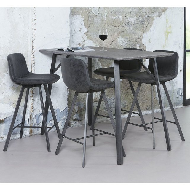 Table Haute Mange Debout Contemporain Effet Beton Pieds Metal 140cm Helsinki Gris Pier Import La Redoute