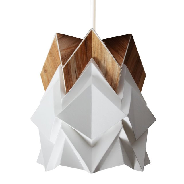 Applique murale en bois et petite suspension Origami Design en Papier