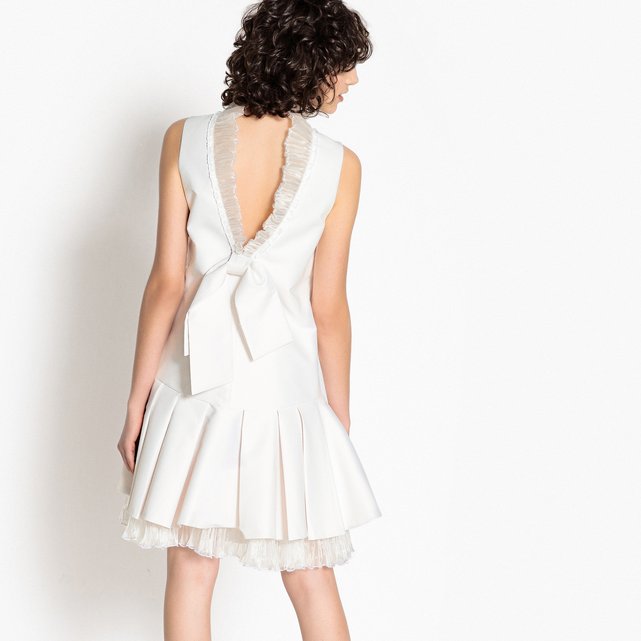 vestido de novia corto, tul, bonita espalda con la marfil la redoute