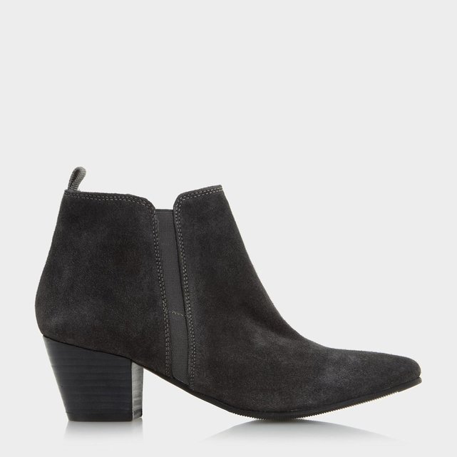 bottines à talon carré - perdy gris daim dune london | la redoute