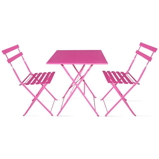 Table bistrot de jardin et 2 chaises pliantes rose Oviala | La Redoute Table bistrot de jardin et 2 chaises pliantes rose Oviala | La Redoute