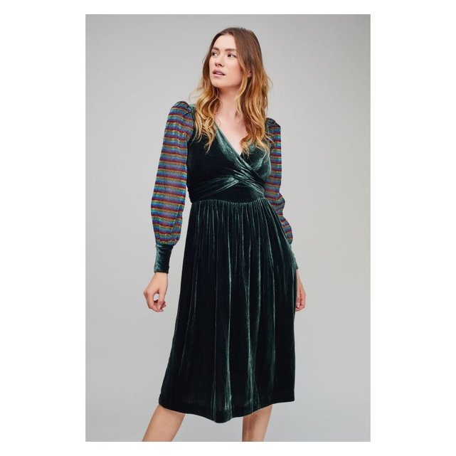 Robe mi,longue Clara vert sapin