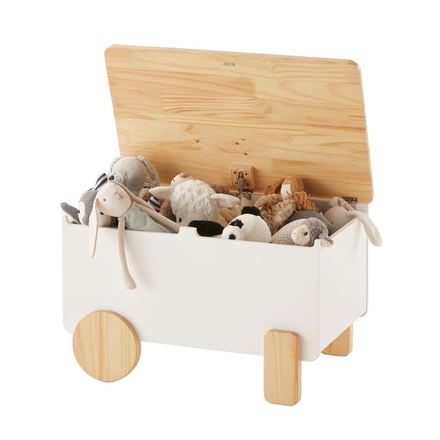 Boîte à jouets avec couvercle - coffre à jouets bébé en bois