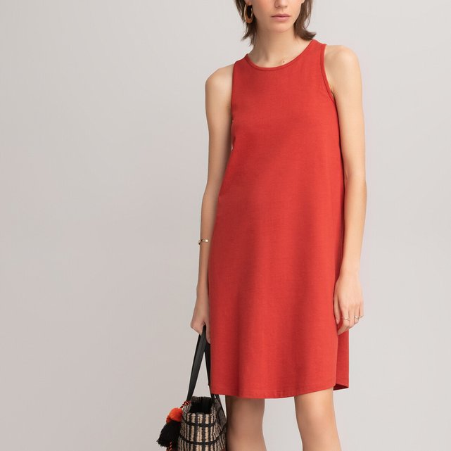 sleeveless cotton shift dress