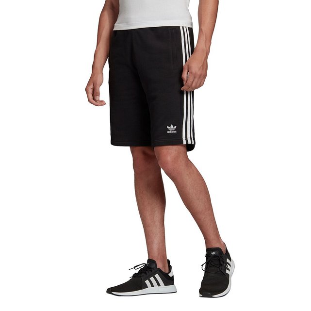 adidas training 3 stripe recycled cotton high waisted shorts in black