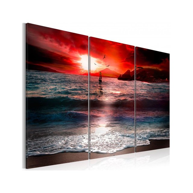 tableau, triptyque, coucher de soleil artgeist | la redoute