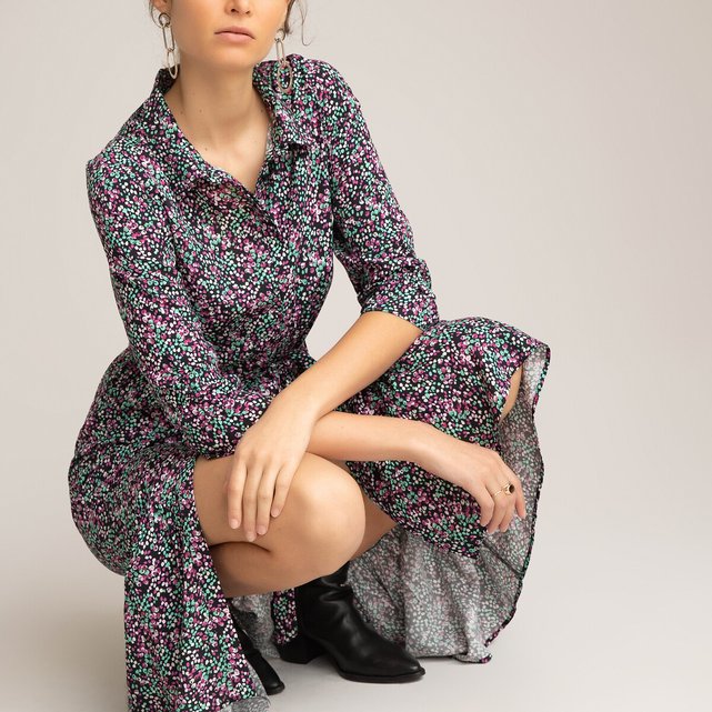 vestido tipo camisão estampado