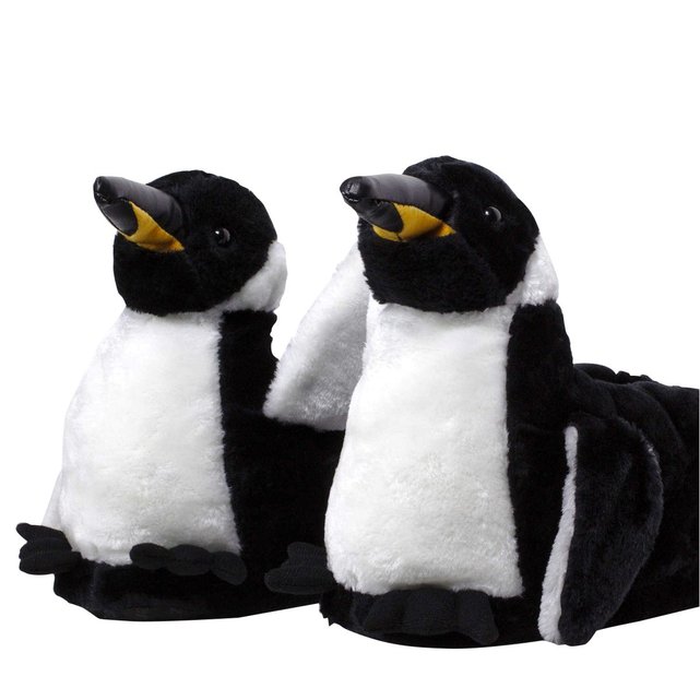 Chaussons animaux peluche femme - pingouin noir Sleeperz ...