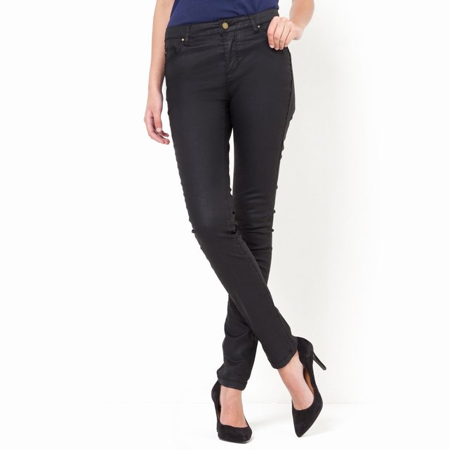 Slim-fit coated trousers, length 32.5