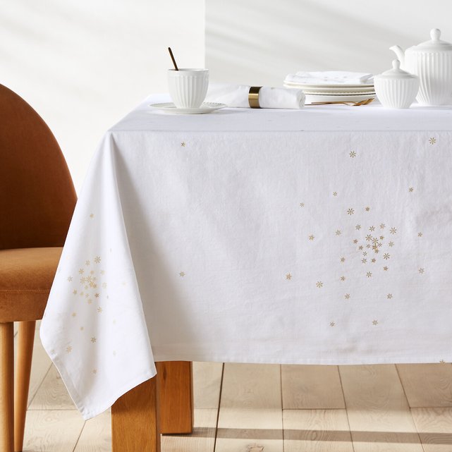 Raap bladeren op nek Ontembare Bedrukt tafelkleed in gewassen katoen/linnen, samoens wit/gold La Redoute  Interieurs | La Redoute