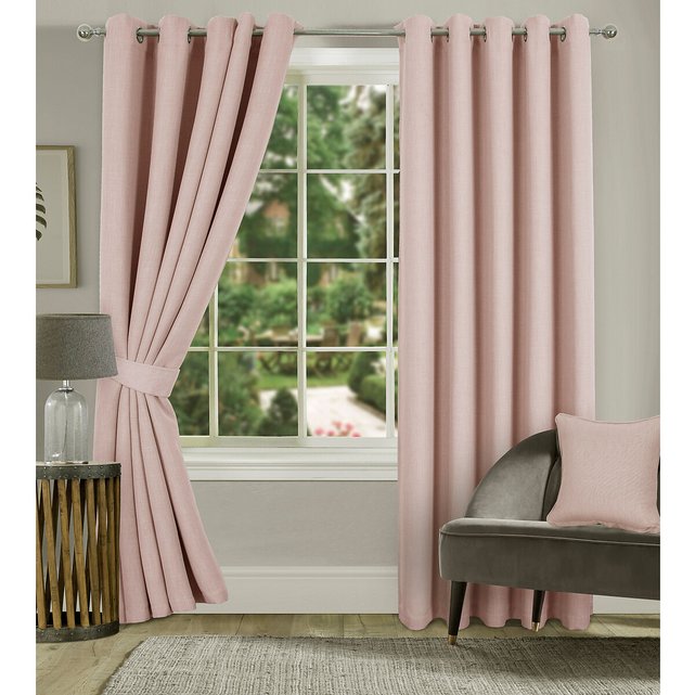 Linen Look Light Filtering Eyelet, Light Pink Curtains