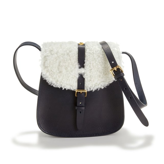 Sab Momo Leather Cross Body Bag With Sheepskin Flap