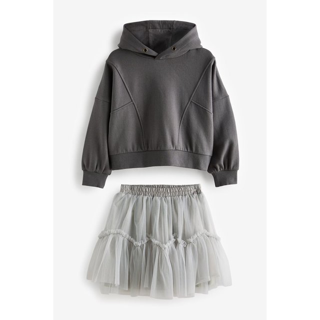 Ensemble sweat capuche et jupe en tulle gris Next La Redoute