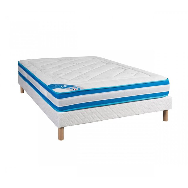 Matelas latex 5 zones, sommier, pieds l90 blanc Someo | La ...