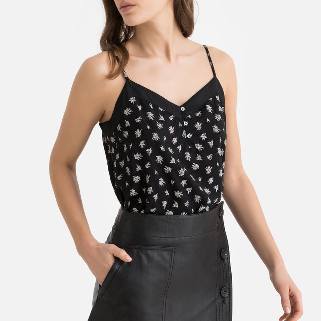 Top estampado, decote em V, alças reguláveis  ESPRIT image 0