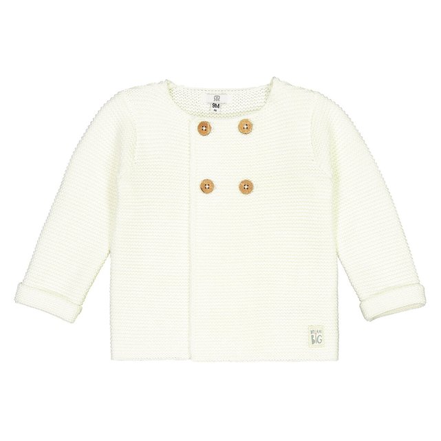 Gilet Tricot Point Mousse Coton Bio Prema 2 Ans Ecru La Redoute Collections La Redoute