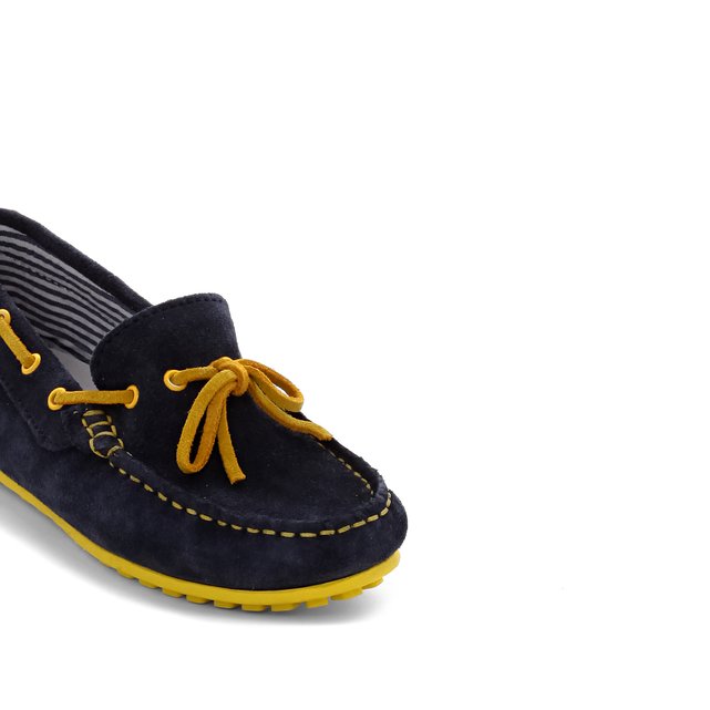 Mocassins em pele, do 26 ao 40 marinhoamarelo La Redoute Sapatos de vela em pele (croute), do 26 ao 40 La Redoute