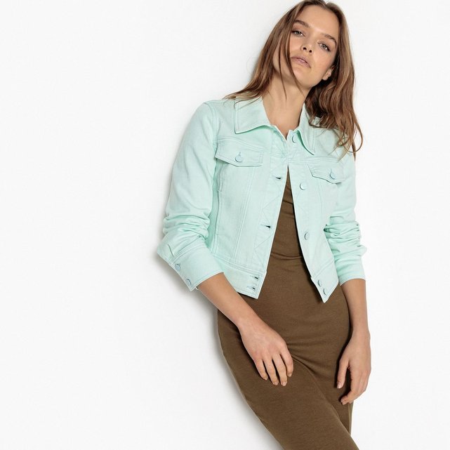 Veste courte en jean aqua La Redoute Collections | La Redoute