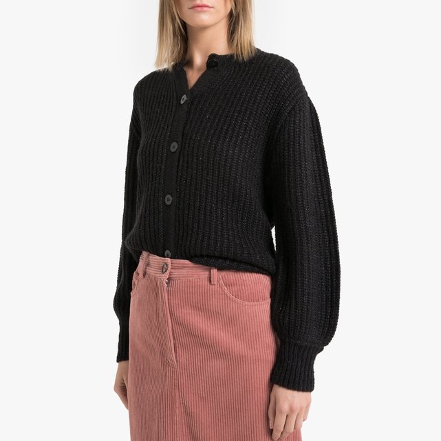 round neck black cardigan