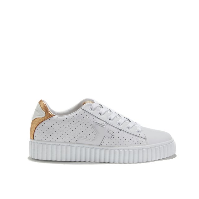 Cuir Détails Lacées Baskets À En Perforé Pwk0Xn8O
