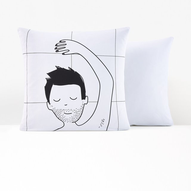 Taie D Oreiller Coton Sleepy Lovers Boy Imprime Fond Blanc La Redoute Interieurs La Redoute