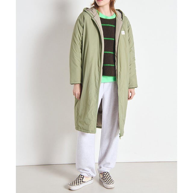 【Ameri vintage】ARMY POCKET LONG COAT カーキ Lange parka met rits en kap, zotcity kaki American Vintage | La