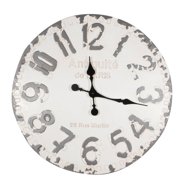 Antique White Grey Round Wall Clock White Grey Lifestyle La Redoute