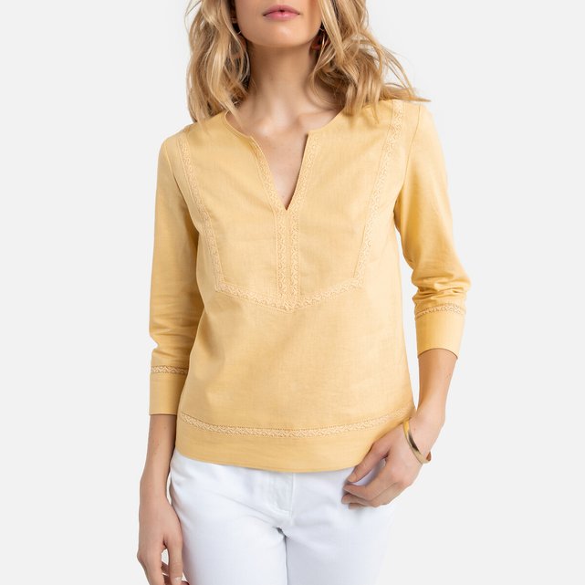 Blouse linen cotton clearance