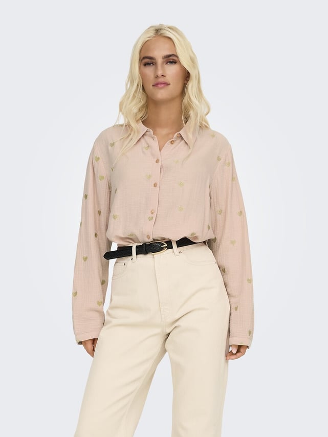 Chemisier Tunique Aigle En Coton Blanc à Motifs Ronds Rose Et Jaune - Taille 40, Manches 3/4