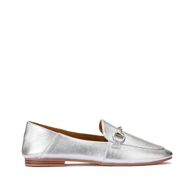 metallic leather loafers