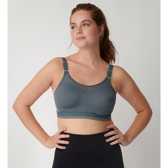 360 View of the Triumph Triaction Control Lite Sports Bra Grey 