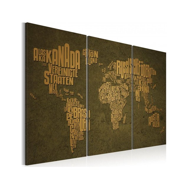 Tableau Carte Du Monde En Allemand Continents Beiges 3 Parties
