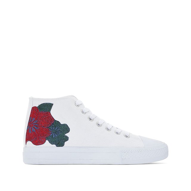 Baskets montantes broderie fleur blanc La Redoute Collections La Redoute Baskets montantes broderie fleur blanc La Redoute Collections La Redoute