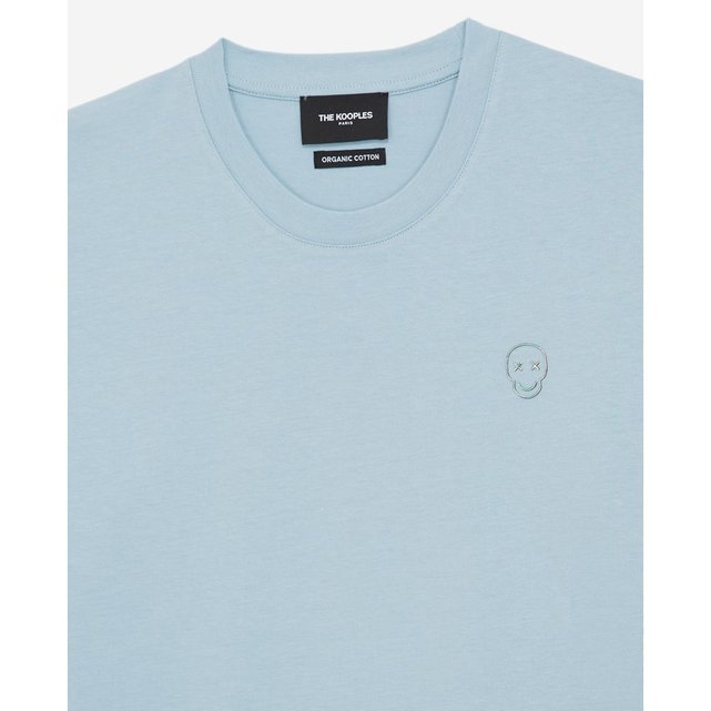T Shirt En Coton A Patch Tete De Mort Bleu Ciel The Kooples La Redoute