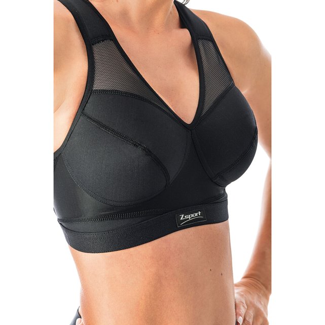 Courage Plunge Neck Wrap Over Sports Bra in Black