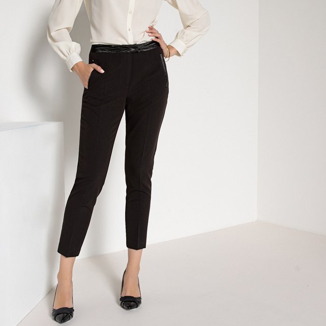 Straight stretch ankle grazer trousers, length 26.5